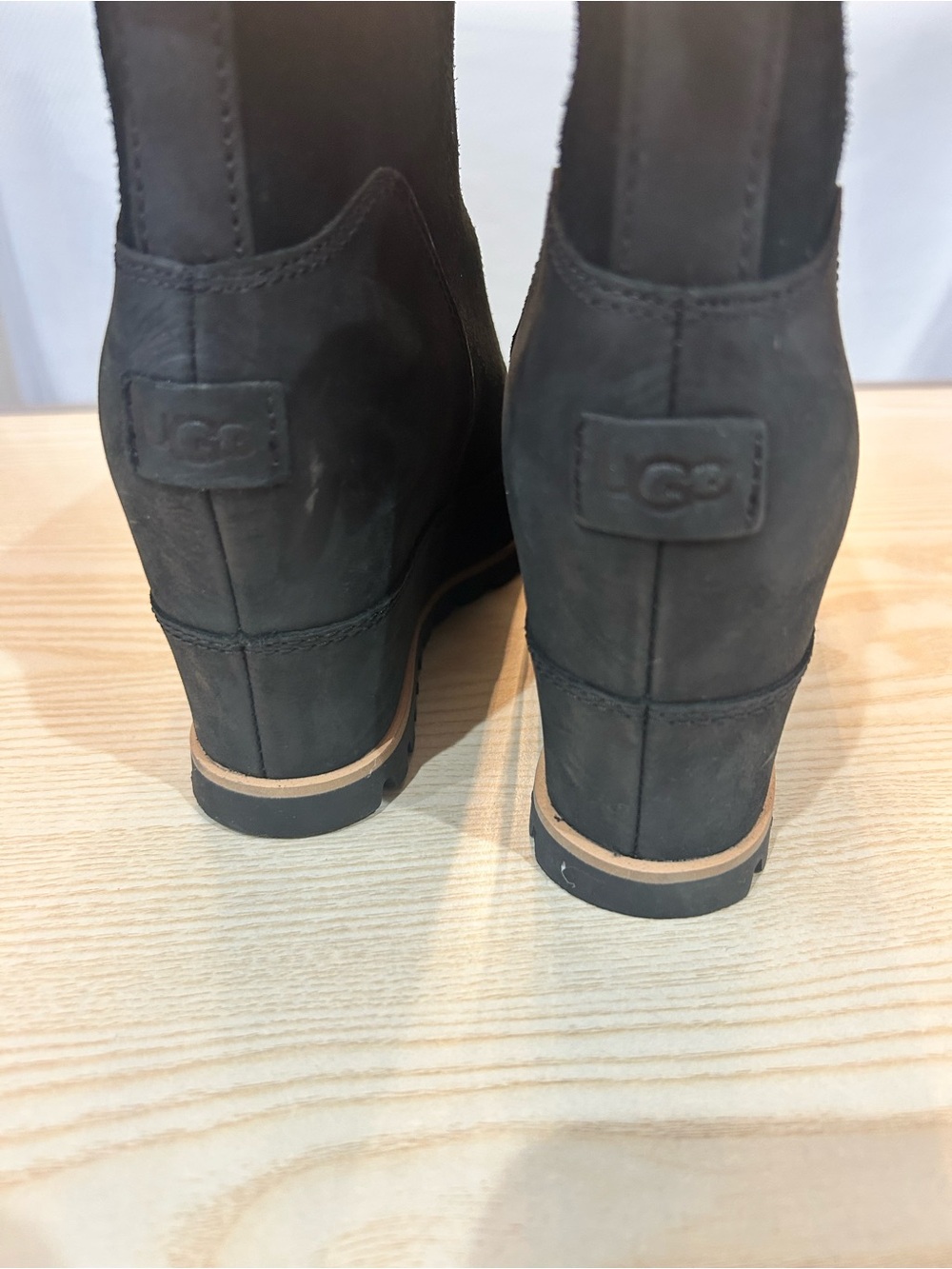 UGG Black Wedge Zip-Up Ankle Boots - Picture 3 of 4